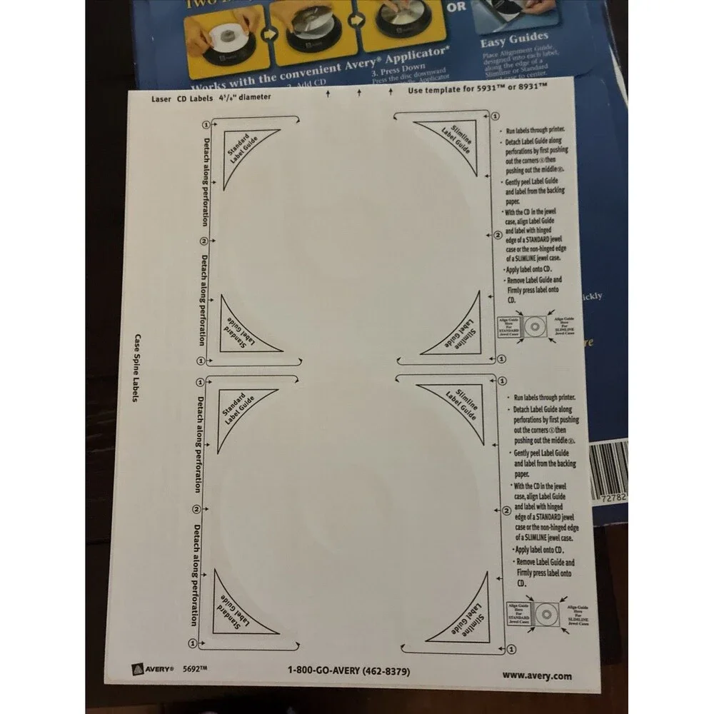 Avery 5692 Laser CD Labels White Disc Opened Box 12 Sheets, 24 Labels